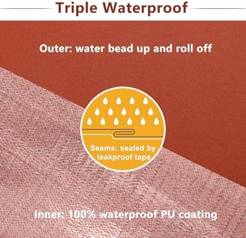 Favoyard Patio Chair Cushions 20 x 20 x 3 Inch Waterproof Outdoor Seat Cushions for Patio Furniture 3-Year Color Fastness Garden Sofa Couch Chair Pads with Handle & Adjustable Straps Set of 2, Spice