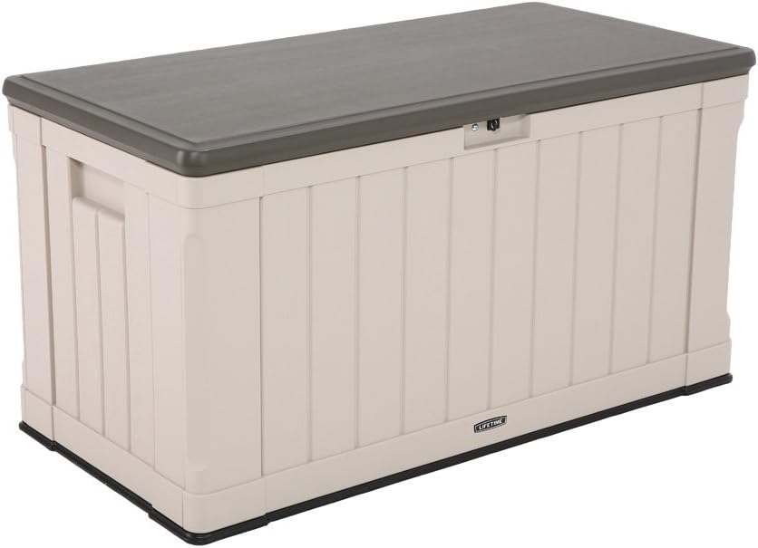 LIFETIME 60186 Heavy-Duty Outdoor Storage Deck Box, 116 Gallon, Desert Sand/Brown