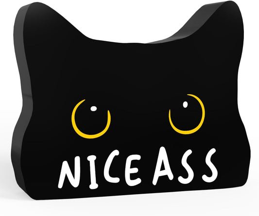 Nice Ass Funny Bathroom Acrylic Decor Sign Black Cat Decor Cat Decor for Home Bathroom Cat Lover Gifts For Women Men