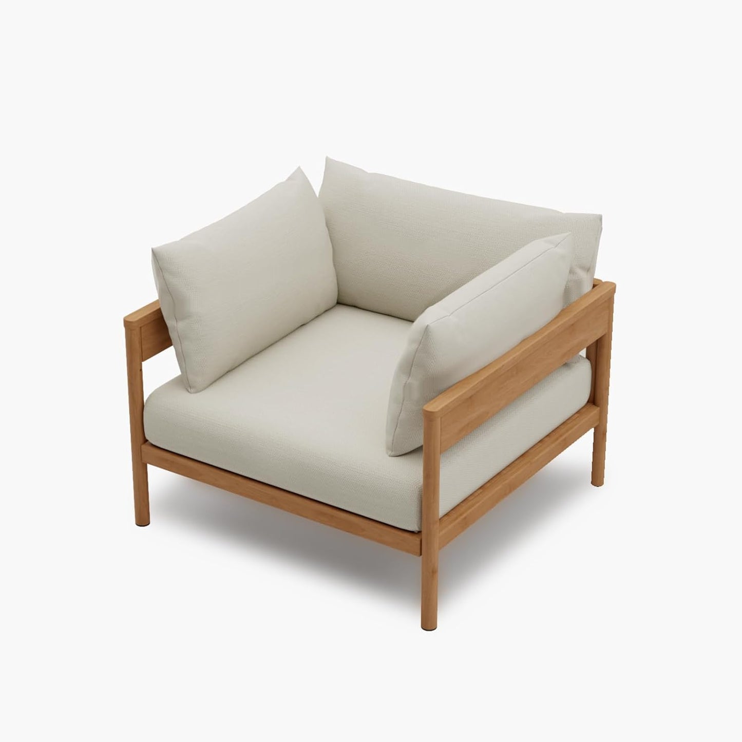 Acanva Modern Outdoor Patio Furniture Set, All-Weather Aluminium Conversation Sectional Sofa with Thick Cushions for Backyard, Garden, Porch, Armchair, Beige