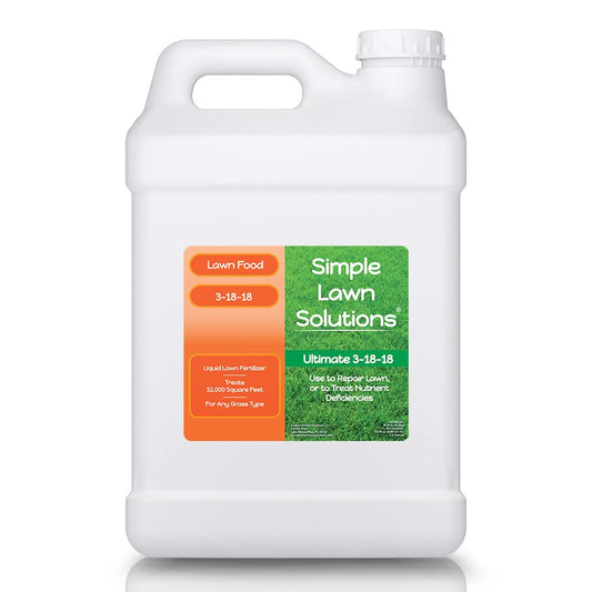 Ultimate 3-18-18 NPK- Lawn Food Liquid Fertilizer- Easy to Use Concentrated Spray- Any Grass Type- Summer & Fall Nutrients- Simple Lawn Solutions - Turf Hardiness & Root Vigor (2.5 Gallon)
