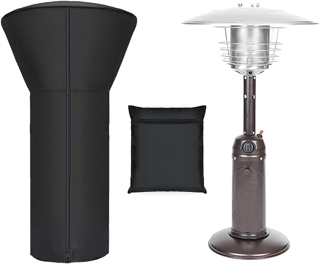 SIRUITON Tabletop Heater Cover Waterproof with Zipper Water-Resistant 22 Inch Round Stand-Up Table Top Patio Heater Cover 420D Black