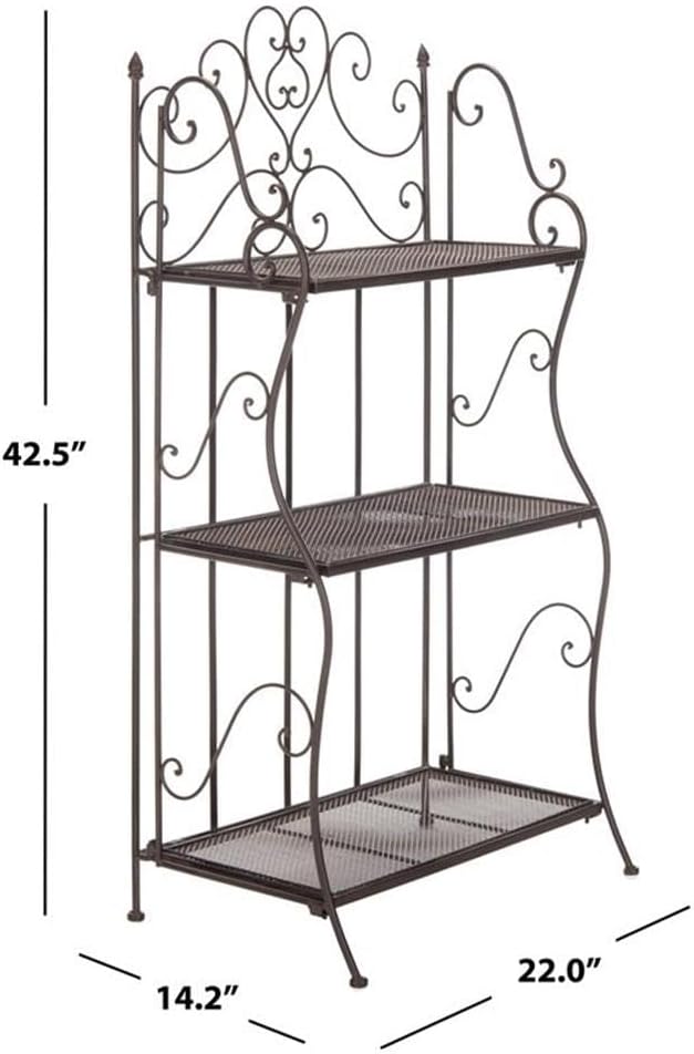SAFAVIEH PAT5022B Outdoor Collection Torus Unearthed Rust 3-Tier Shelf
