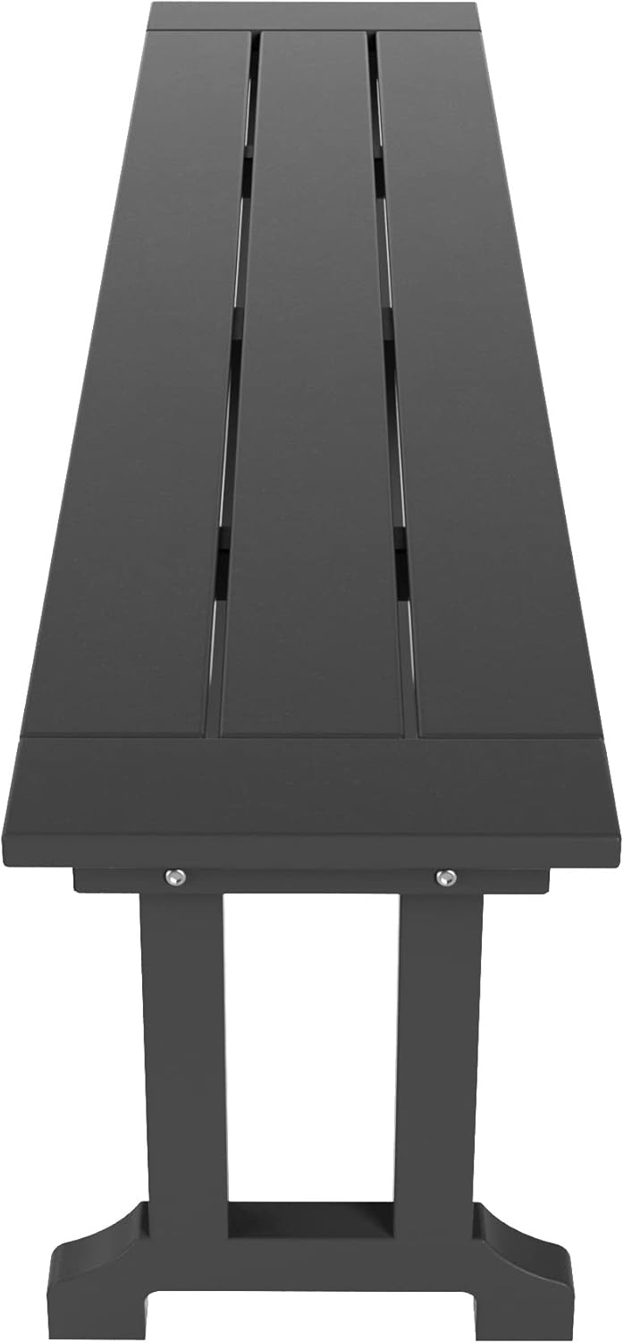 WestinTrends Malibu 65" Outdoor Dining Bench, All Weather Resistant Poly Lumber Patio Garden Bench Trestle Long Bench for Both Outdoor and Indoor, Gray