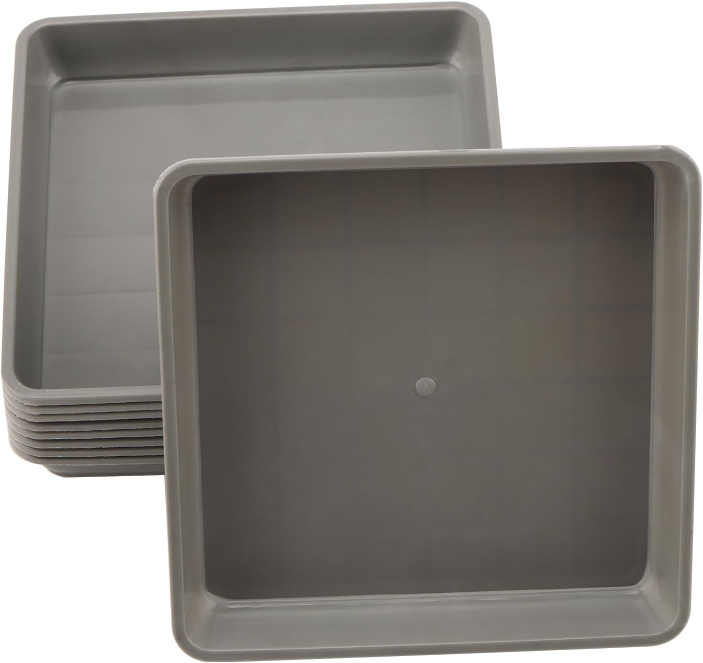 JOIKIT 10 PCS 11.4 x 11.4 Inch Square Plant Saucer, Plastic Plant Saucer Drip Tray, Square Flower Pot Tray for Indoors and Outdoor Plant Pots, 1.6 Inch Deep, Gray