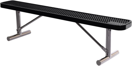 Coated Outdoor Furniture Heavy-Duty Portable Outdoor Bench Thermoplastic Coated, Expanded Metal, Commercial-Grade Seating, Made in America (Portable Without Back, 6 Ft, Black)