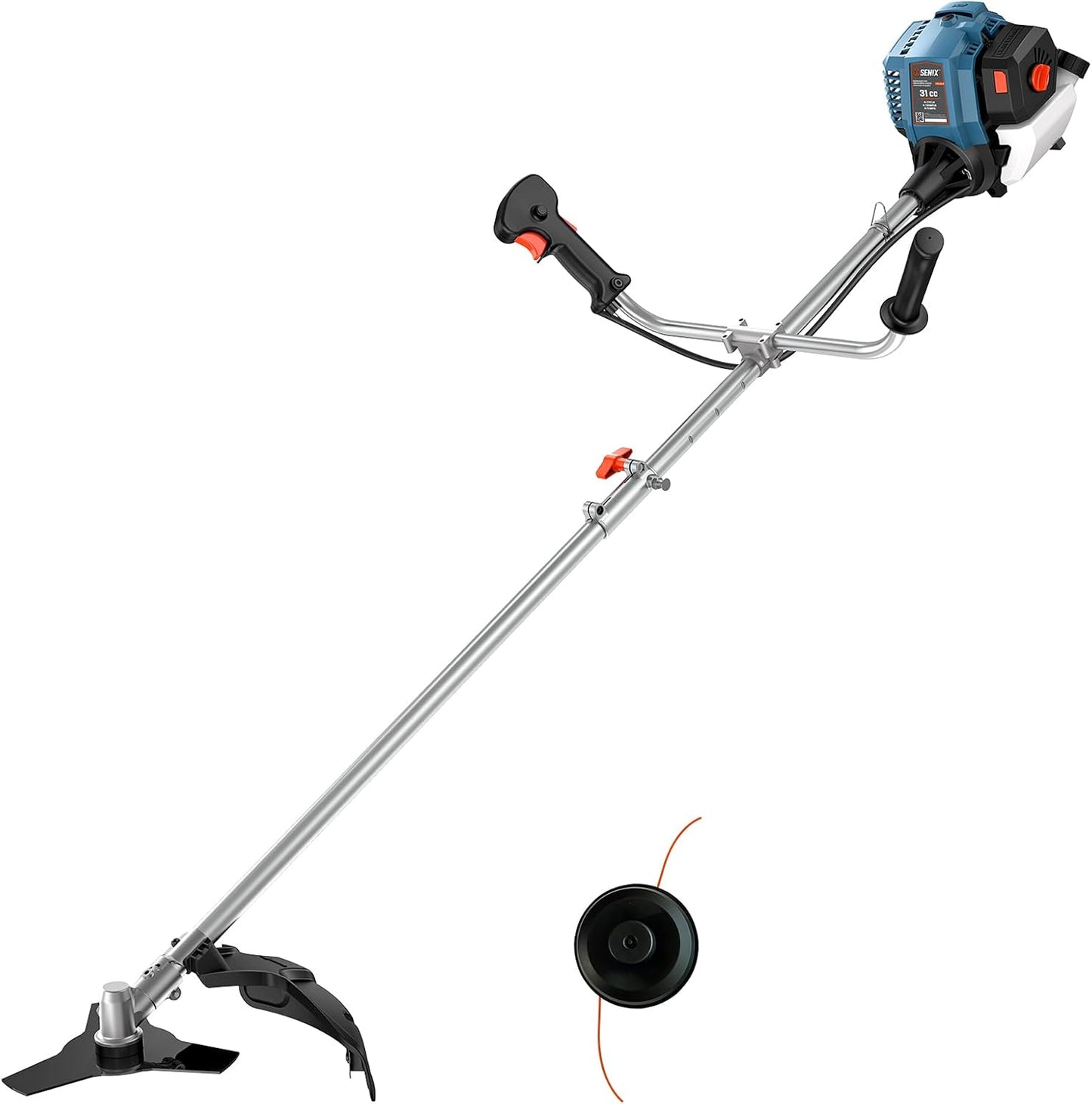 SENIX GTBCU4QL-M 4QL 31 cc Gas Brush Cutter, 4-Cycle String Trimmer and Edger Lawn Tool with Straight Shaft, Front D-Handle, Bump Feed, 17.7 Inch Cutting Width