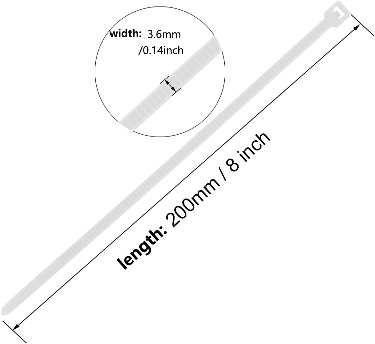8 Inch Silver Zip Tie 1000 PCS, 40 Lbs - Small to Medium Zip Tie, Nylon PA66 UV Resistant Cable Tie Heavy Duty for Indoor and Outdoor Use - Ideal for bundling and securing objects