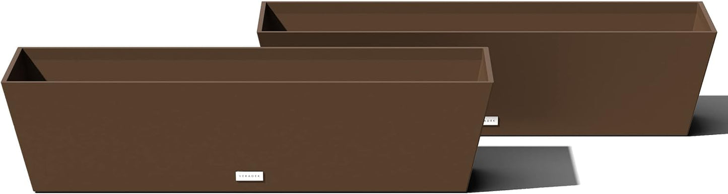 Veradek Pure Series Window Box Planter - Long Rectangular Planter for Indoor or Outdoor Windowsill/Balcony | Durable All-Weather Use with Drainage Holes | Modern Decor for Herbs, Small Plants, Flowers