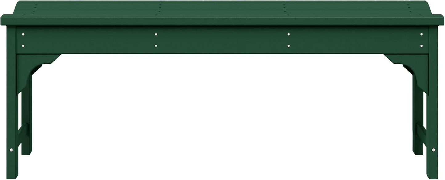 WestinTrends Malibu Outdoor Bench, All Weather Resistant Poly Lumber Backless Patio Garden Bench, Adirondack Curved Bench Seat for Comfort, Dark Green