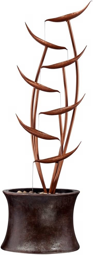 Ashton Tiered Copper Leaves 41" High Large Modern Indoor Outdoor Decor Resin Floor Fountain Standing Waterfall Cascading Water Feature for Outside Garden Patio Yard Backyard Porch - John Timberland