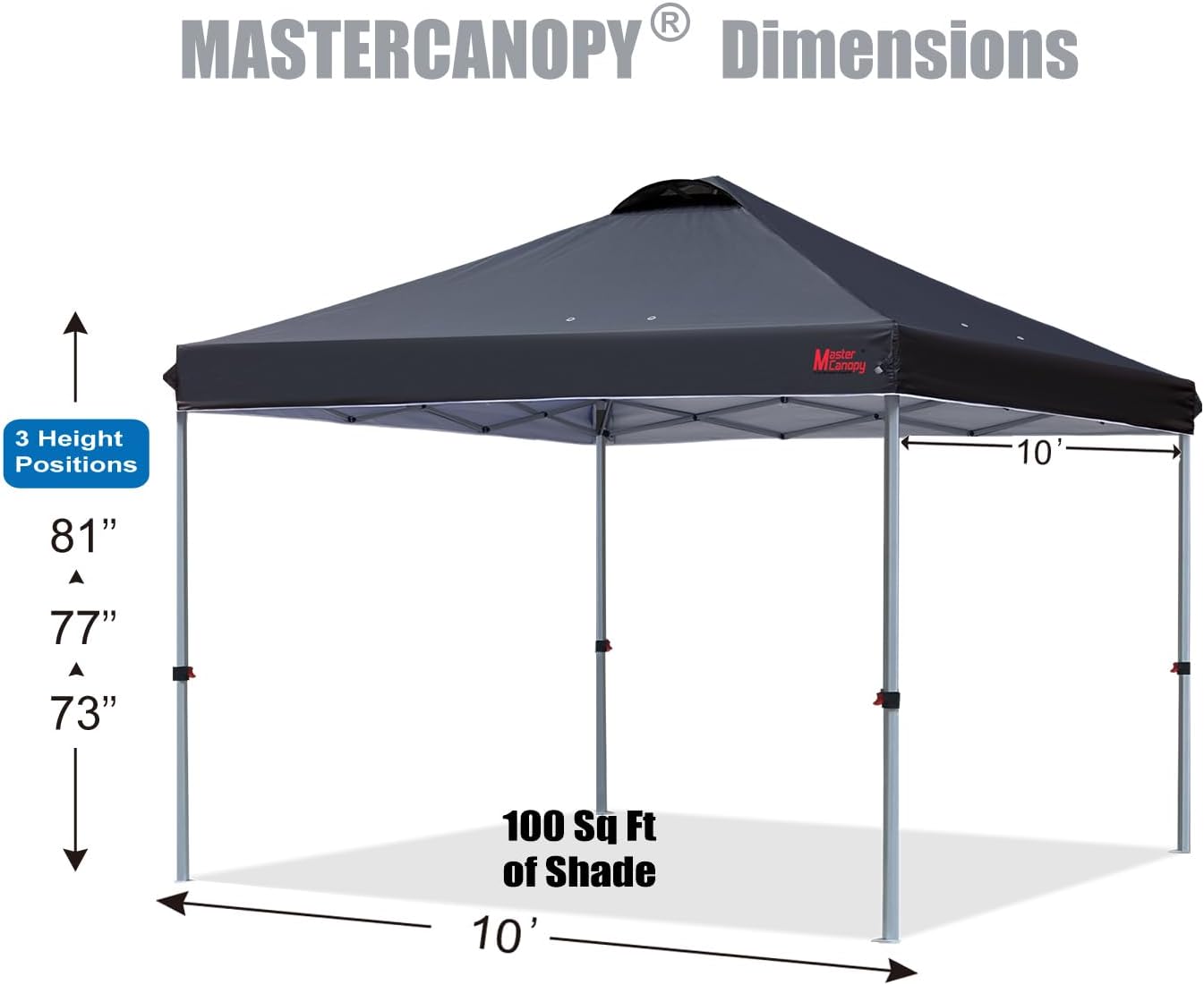 MASTERCANOPY Durable Pop-up Canopy Tent with Roller Bag (10x10, Black)