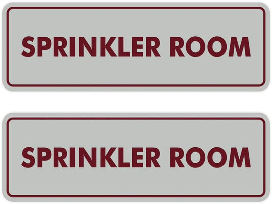 Signs ByLITA Standard Sprinkler Room Sign (Light Grey/Burgundy) - Medium 2 Pack