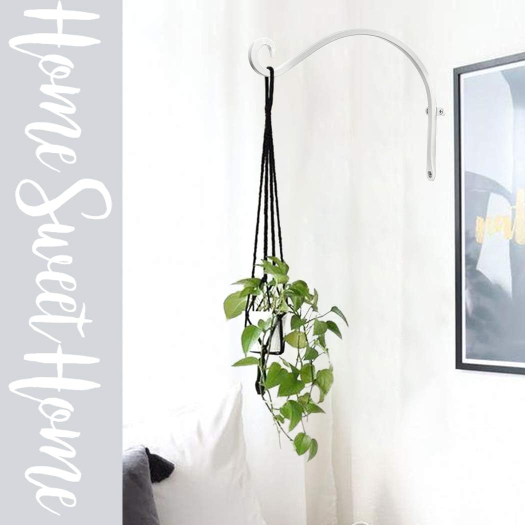 Hanging Plant Brackets Outdoor: 12-Inch Hanging Plant Hangers Wall Hooks - Wall Mount Brackets for Bird Feeder Flower Baskets White