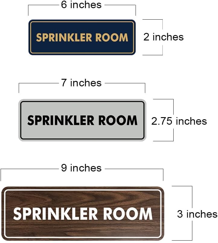 Signs ByLITA Standard Sprinkler Room Sign (Navy Blue/White) - Large 2 Pack