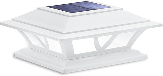 SIEDiNLAR Solar Post Lights Outdoor 2 Modes LED Deck Fence Cap Light for 4x4 5x5 6x6 Posts Patio Garden Decoration Warm White/Cool White Lighting White (1 Pack)