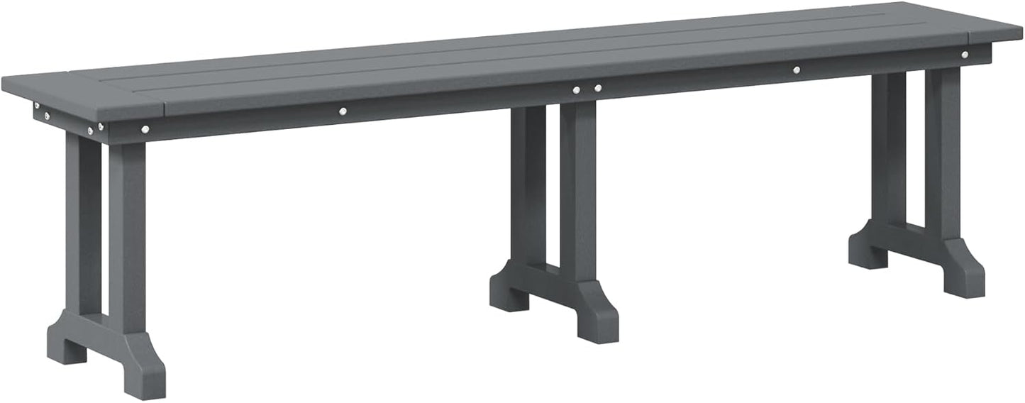 Outdoor Benches Weatherproof, Park Long Bench Poly Lumber Backless for Entryway Front Porch Garden Bench Seat for Patio, Gray