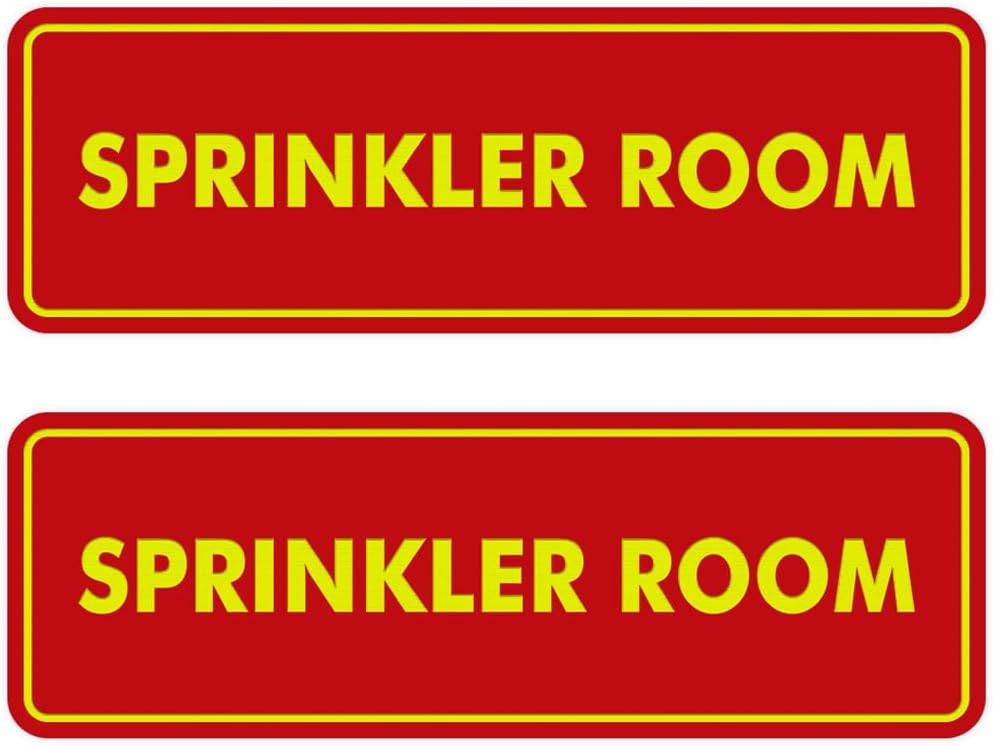 Signs ByLITA Standard Sprinkler Room Sign (Red/Yellow) - Small 2 Pack