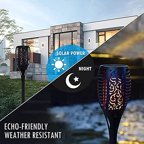 Solar Lights Outdoor, 4 Pack Flickering Flame Solar Torch Lights outside with Super Larger Size for Garden Decor, Waterproof Solar Garden Lights, Solar Powered Outdoor Lights for Patio Yard Pathway