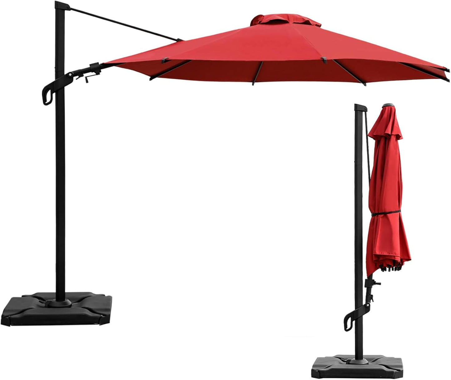 Abba Patio 10FT Vienna Offset Patio Umbrella Outdoor Cantilever Umbrella with 360° Rotation Design and Easy Tilt Adjustment UV 50+ Protection 8 Ribs for Backyard Garden Deck Pool Patio, Red