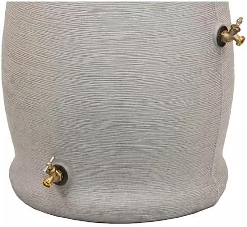 Impressions Corsican Decorative Rain Barrel, 50 Gallon Capacity,Unique Textured White Ceramic Look with Brass Spigots Finish, Modern Design