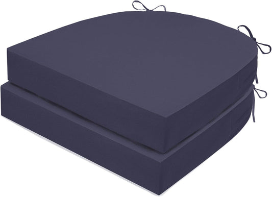 Outdoor Chair Cushions Set of 2, Waterproof Foam Patio Seat Cushions with Ties for Garden Sofa & Dining Furniture, 3-Year Color Fastness, 16x17x2 Inch, Grey