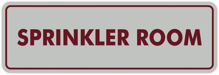 Signs ByLITA Standard Sprinkler Room Sign (Light Grey/Burgundy) - Small