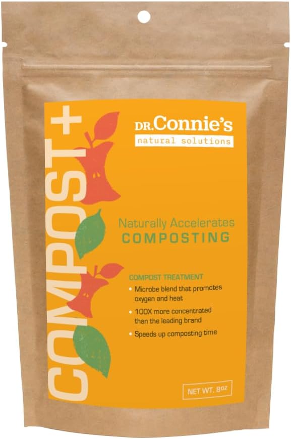 Dr. Connie’s Compost Plus 100x Concentrated Natural Compost Accelerator | Fast-Acting Microbe Blend for Indoor & Outdoor Bins, Tumblers, and Piles | Odour Control & Rapid Decomposition