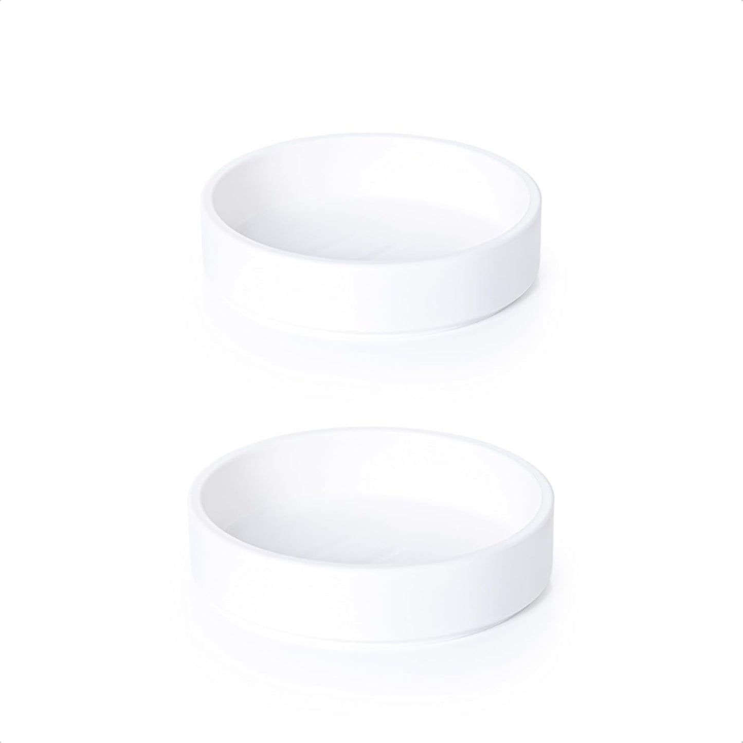 Phoenix Vine 4 Inch Plastic Plant Saucer Water Drip Tray, Heavy Sturdy Round Plant Drainage Tray for Indoors Outdoor, Set of 2, Matte White, 21-TY-4W-2