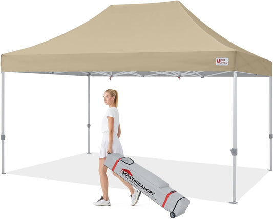 MASTERCANOPY Pop Up Canopy Tent Commercial Grade 10x15 Instant Shelter (Beige)