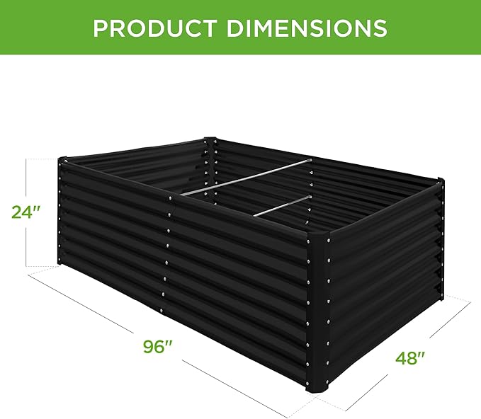 Best Choice Products 8x4x2ft Outdoor Metal Raised Garden Bed, Deep Root Planter Box for Vegetables, Flowers, Herbs, and Succulents w/ 478 Gallon Capacity - Black