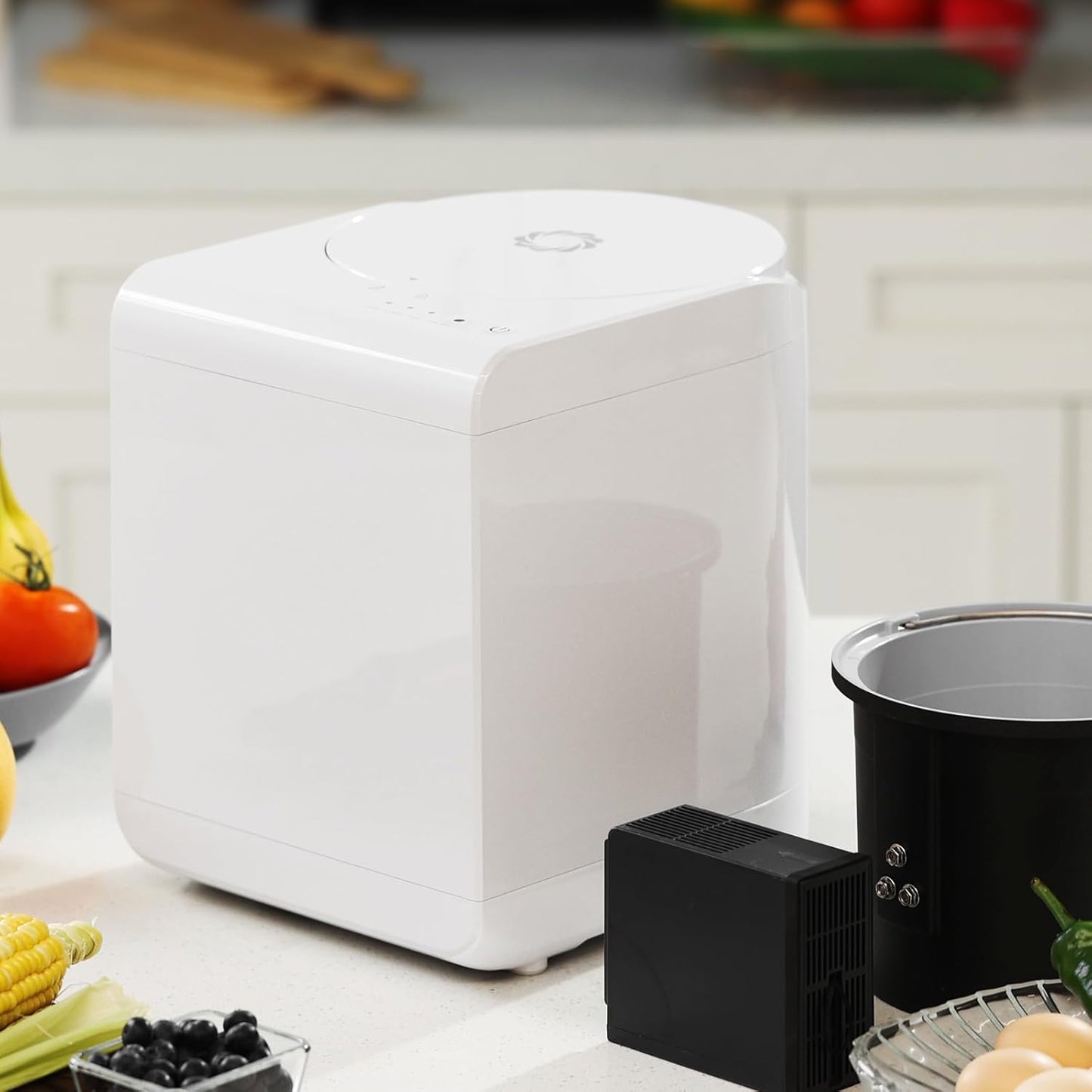 Airthereal Revive R500 Electric Kitchen Composter, SHARKSDEN® Tri-Blade, Turn Food Waste and Scraps into Natural Fertilizer for Plants, Glossy Pearl White