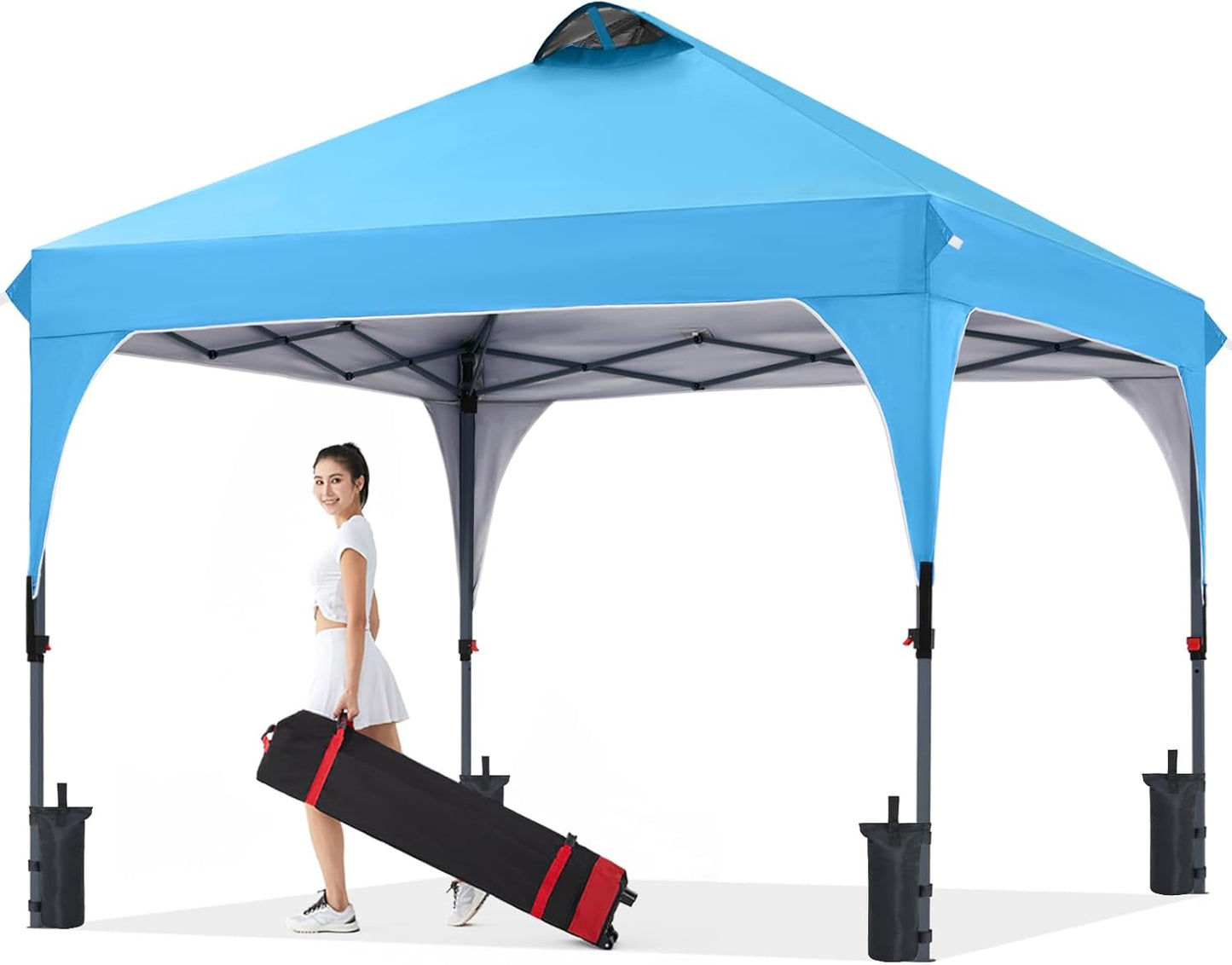 COOSHADE Pop Up Canopy Tent, 10x10 Easy Setup Instant Sun Protection Beach Shelter,Portable Sports, Sky Blue