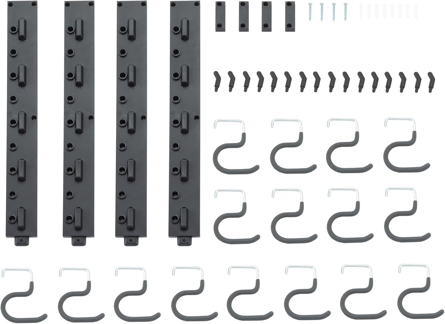 WellMade 64'' Adjustable Garden Tool Organizer, Garage Storage System with Hooks, Wall Mount Tool Organization Rack, Black