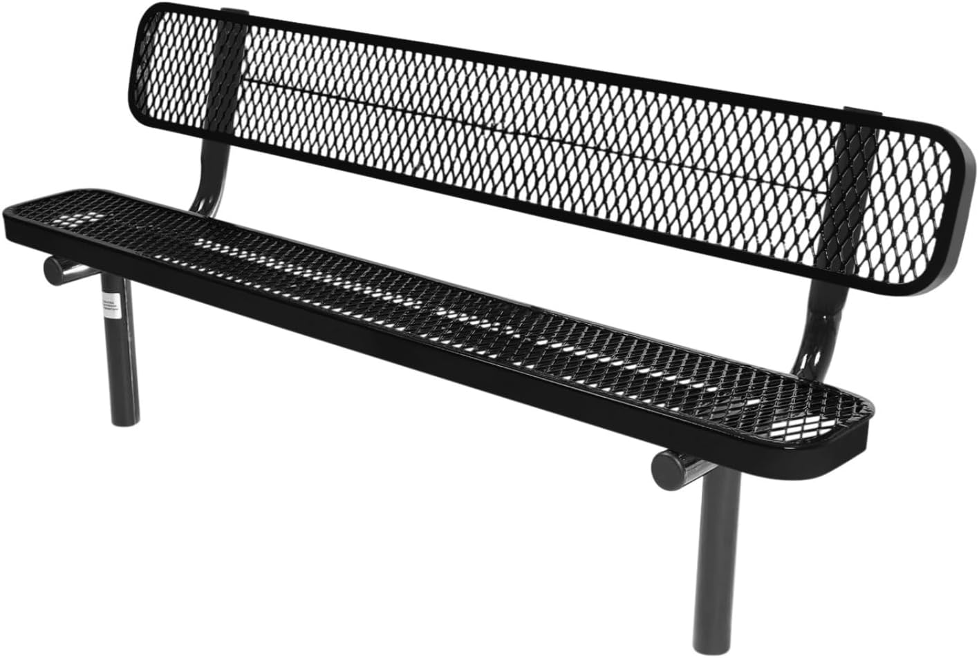 B6WBI-TXTBLK Heavy Duty Park Bench with Back Inground Mount Frame, 6 Ft, Textured Black, Made in America