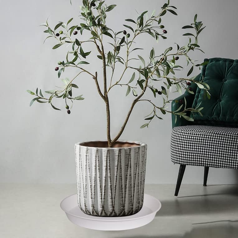 2 Pack of 17 inch Plant Saucer, 2.3" Depth Tray, Large Deep Garden Plastic Flower Planter Plant Trays for Indoors Outdoor Bath Bath (17", Creamy White)