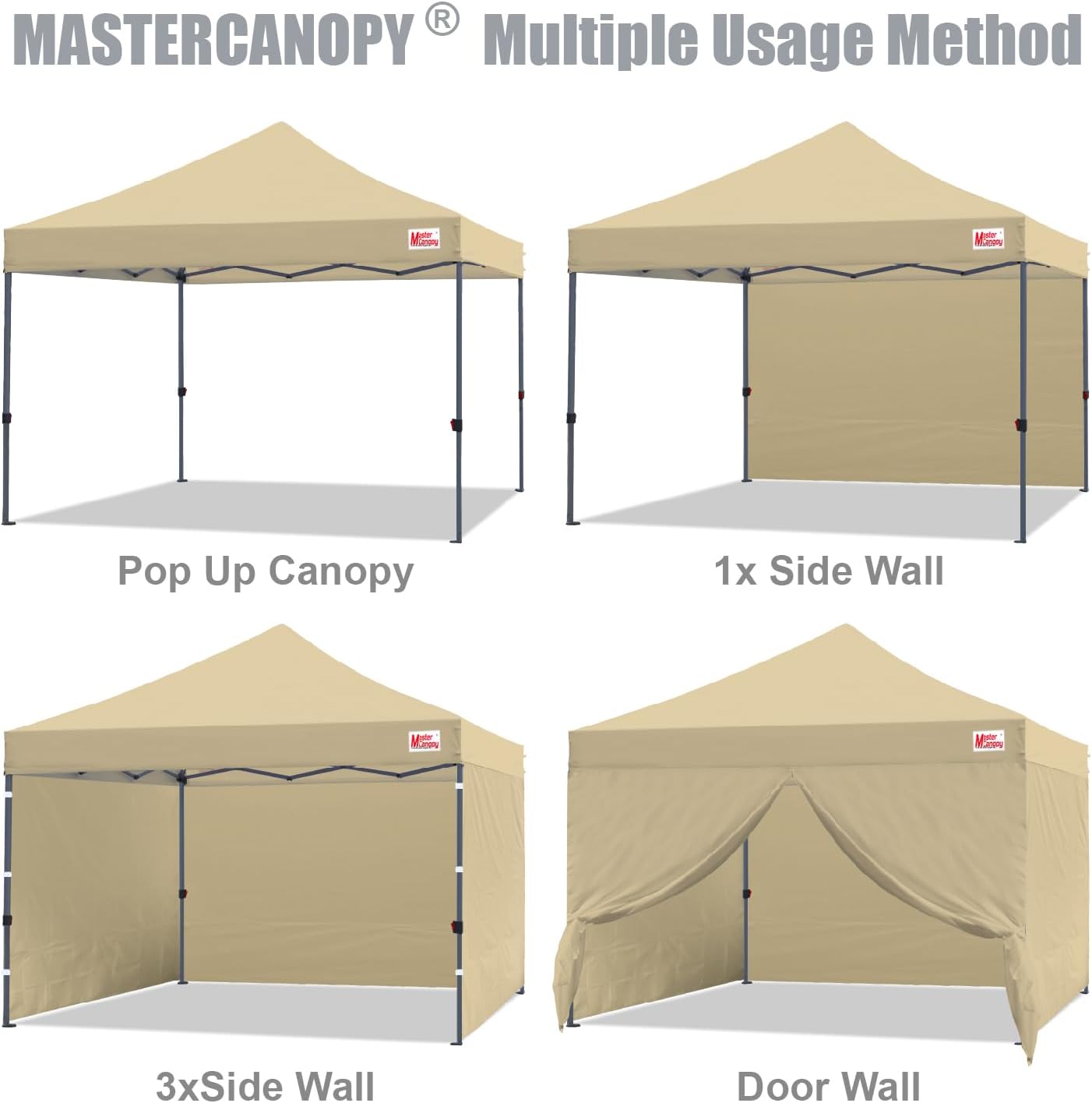 MASTERCANOPY Heavy Duty Pop-up Canopy Tent with Sidewalls (10x10,Beige)