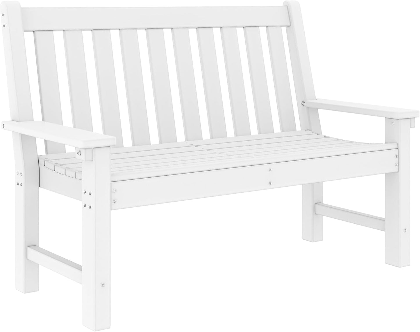 YITAHOME Garden Bench, All Weather Outdoor Bench for 2-3 Persons, Fade/Rot Resistance Patio Benches for Park, Porch, Patio & Backyard (White)