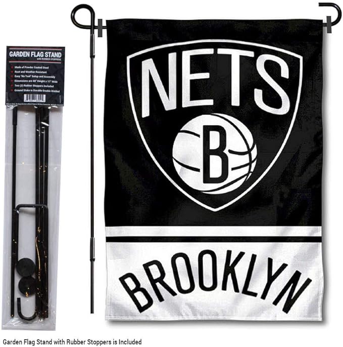 WinCraft Brooklyn Nets Garden Flag with Stand Holder