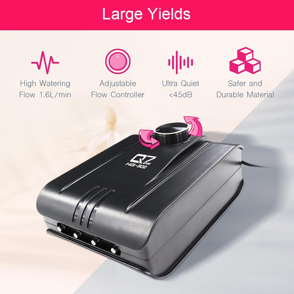 4 Hydroponic Buckets Kit for Plants, Hydroponics Growing System for Herbs/Tomato/Vegetables, DWC System with Air Pump & Germination Tray Black (Complete Indoor Hydroponic Gardening Supplies)