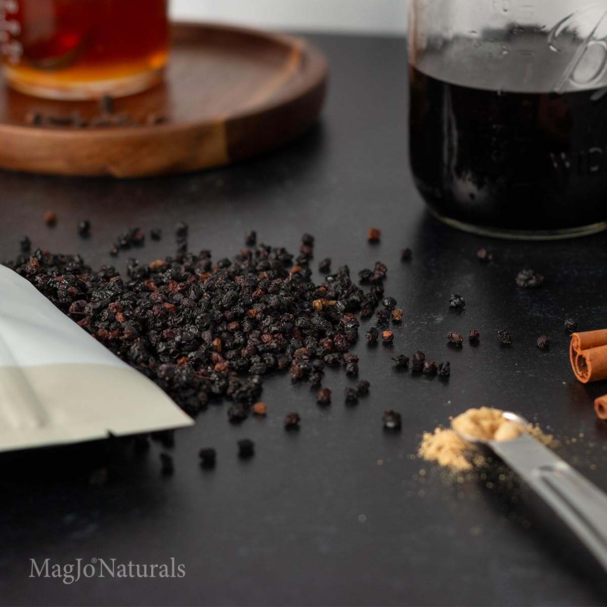 MagJo Dried Elderberries - 100% Wild crafted Dried Elder berries - 2lb Bulk - Non-Irradiated, Non-GMO, Whole Black Elderberry Immune Support - Raw Vegan Sambucus 2 Pack