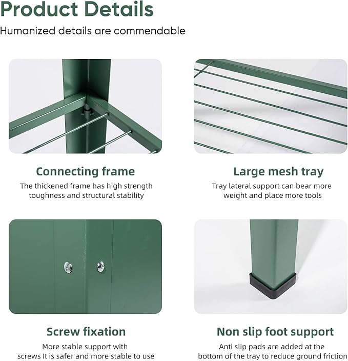 Raised Garden Bed, Elevated Planter Green Metal Plant Box with Legs Standing Garden Stand Drainage Holes Green (Green 40" L x 11" W x 31" H)