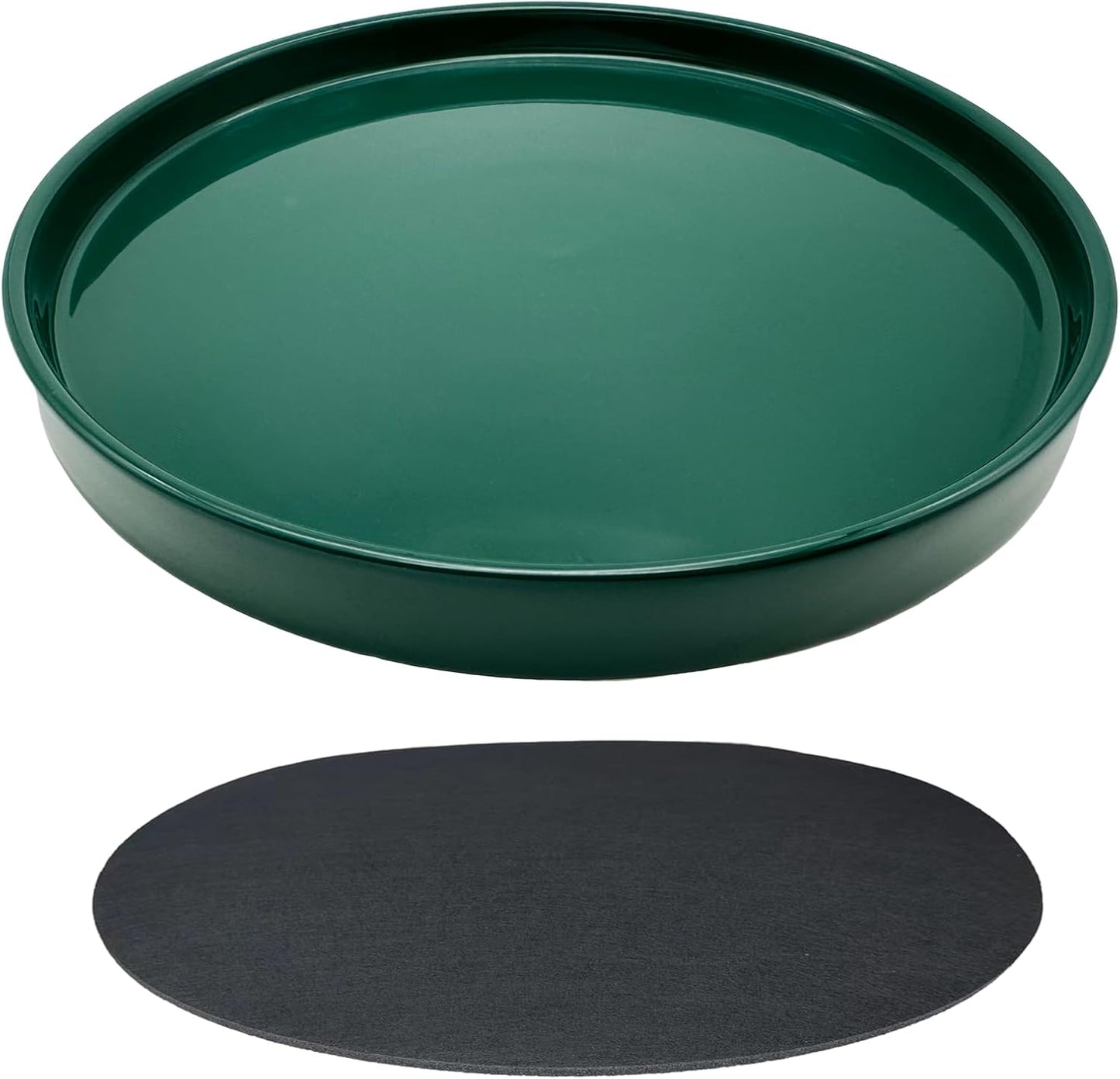 Ceramic Plant Saucer Pot Tray 10 Inch, Planter Saucers 4 5 6 7 8 9 10 11 12 13 Inch for Indoors Outdoor, Durable Sturdy Flower Drainage drip Water Tray for Glazed Pots Base (10.7 Inch-Green)