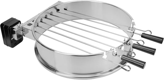 onlyfire Shish Kabob Set with Stainless Steel Ring, Automatic Skewers Turner for Weber 22" Kettle and Other Similar Kettle Grills