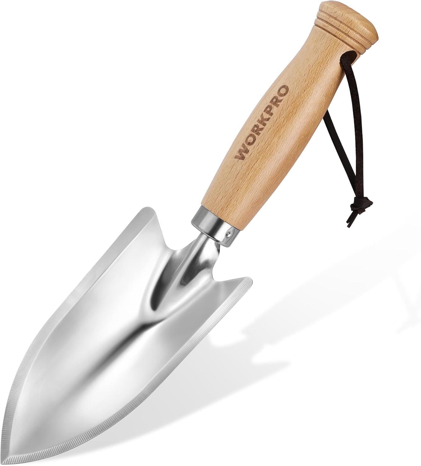 WORKPRO 11" Garden Hand Trowel, Heavy Duty Polished Stainless Steel Garden Shovels with Wood Handle, Small Gardening Hand Tools for Digging, Planting, Measure, Transplanting
