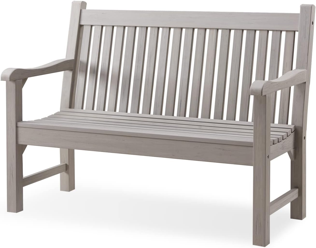 Psilvam Garden Bench, 2-Person Poly Lumber Patio Bench, All-Weather Outdoor Bench That Never Rot and Fade, Memorial Bench, Suit for Garden, Porch and Park(Grey)