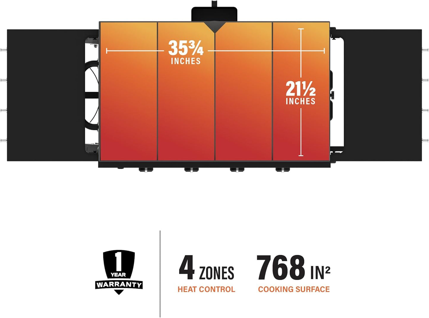 Blackstone 1554 36” Omnivore Griddle with Folding Side Shelves, Powder Coated Steel, Black