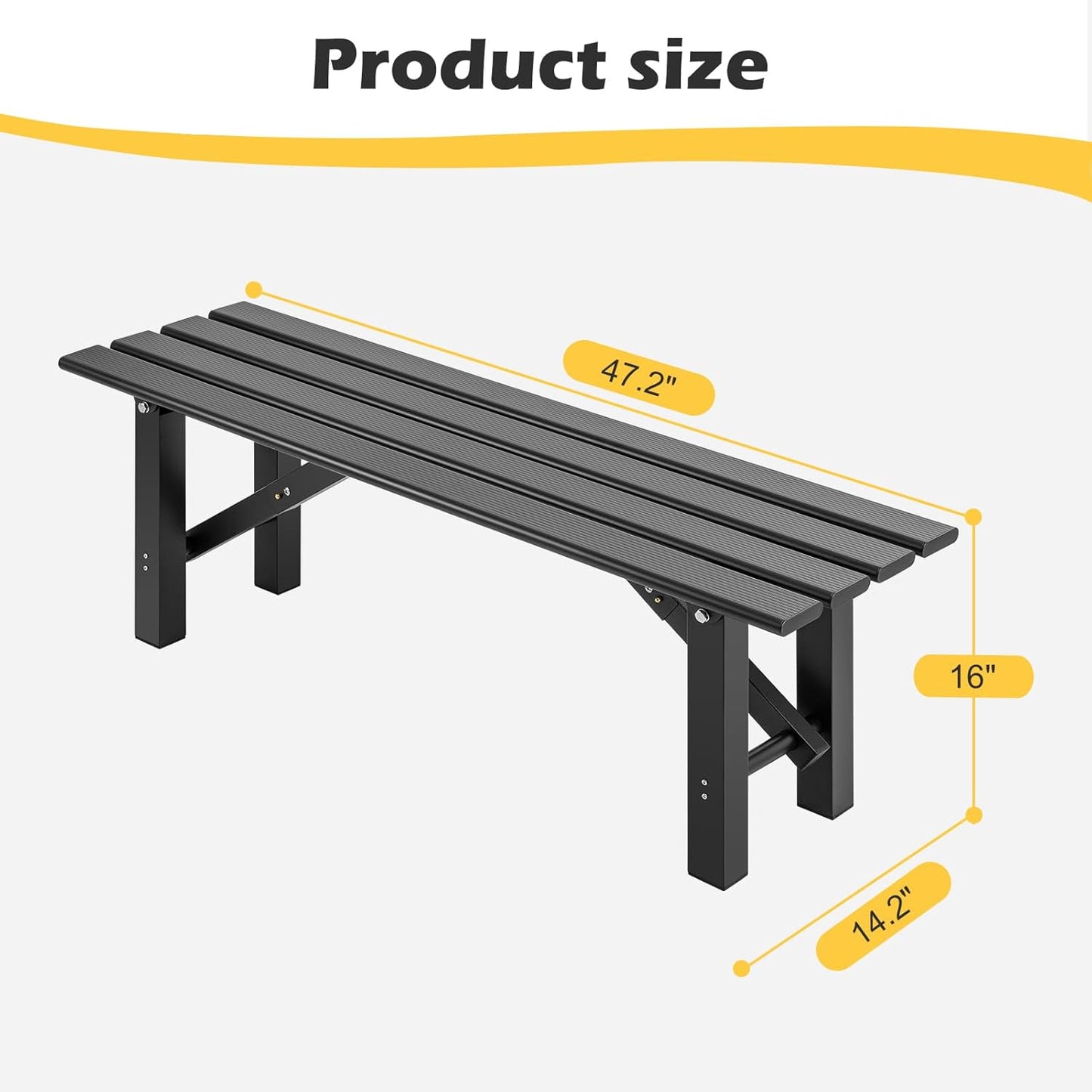 TECSPACE 3-Person Instant Folding Bench, 330 LBS Capacity Lightweight Aluminum Foldable Bench, No Assembly Required