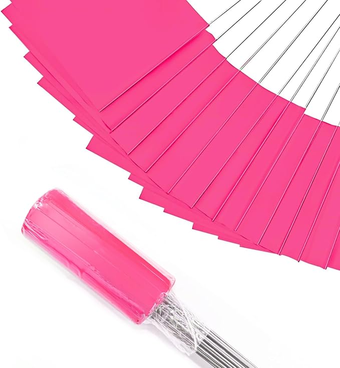 Zozen 50Pack Fluorescent Pink Marking Flags, Writable/15x4x5 Inch, Yard Flags for Lawn & Irrigation & Landscape & Sprinkler & Survey & Dog Training.