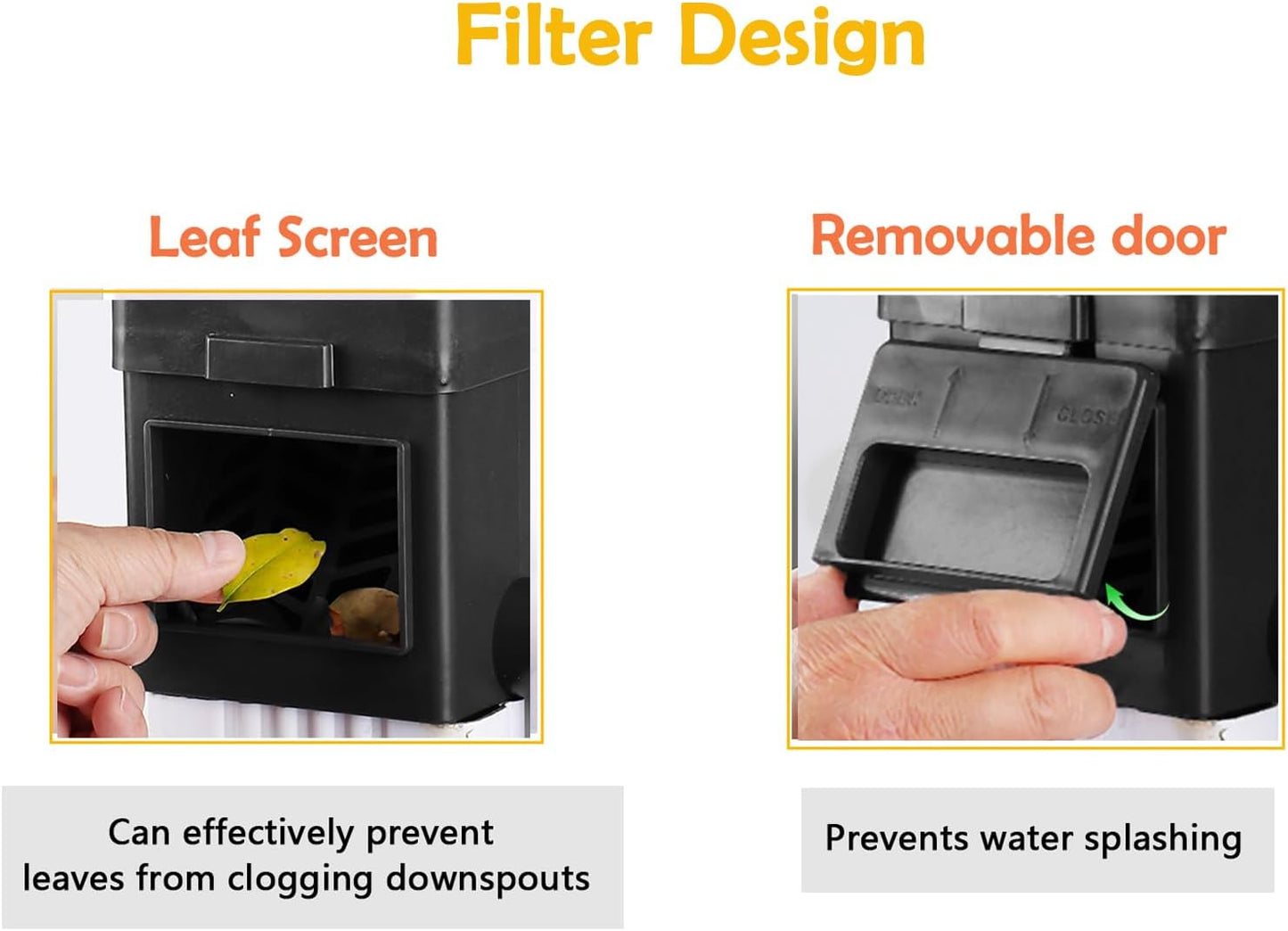 Rain Barrel Diverter Kit, Downspout Diverter Fits for 2"x 3" or 3"x 4" Standard Downspout, Rainwater Collection System with Adjustable Valve and Filter,5ft Hose(Black)